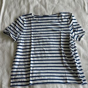 Saint James Navy and White Striped Top